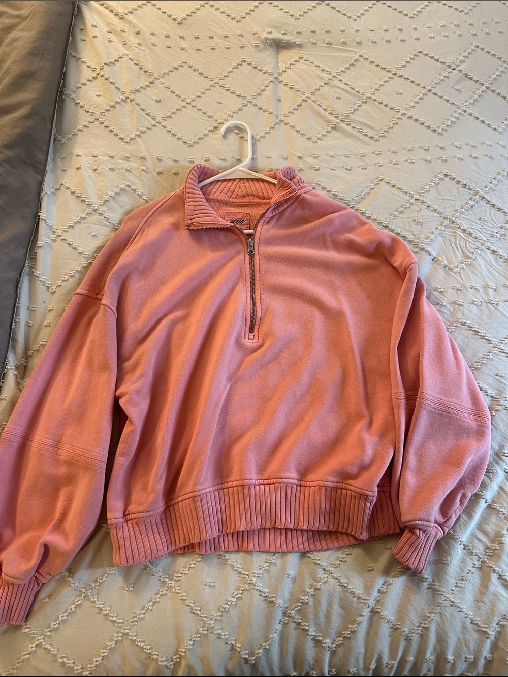 aerie Dusty Pink Quarter-Zip Pullover Hoodie